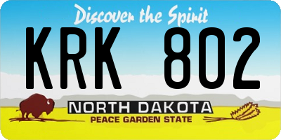 ND license plate KRK802