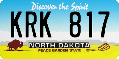 ND license plate KRK817