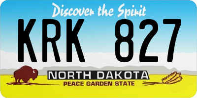 ND license plate KRK827