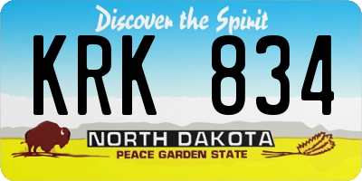 ND license plate KRK834