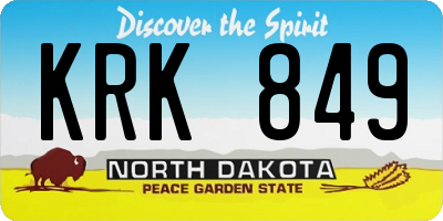 ND license plate KRK849