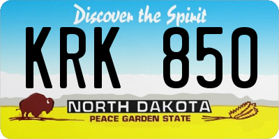 ND license plate KRK850