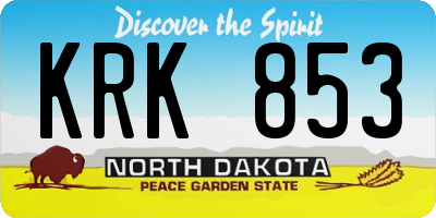 ND license plate KRK853