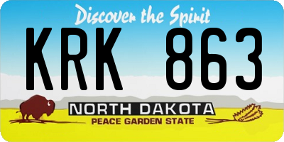 ND license plate KRK863