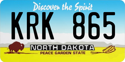 ND license plate KRK865