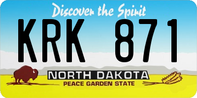 ND license plate KRK871