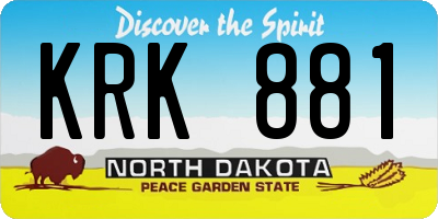 ND license plate KRK881