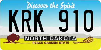 ND license plate KRK910
