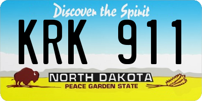 ND license plate KRK911