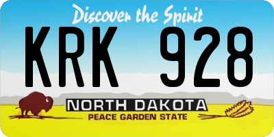 ND license plate KRK928