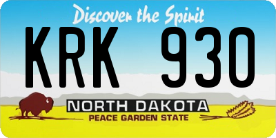 ND license plate KRK930