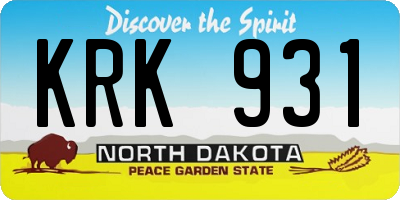 ND license plate KRK931