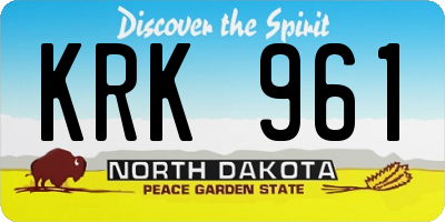 ND license plate KRK961
