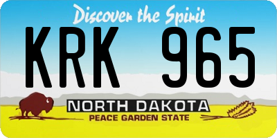 ND license plate KRK965