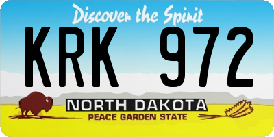 ND license plate KRK972