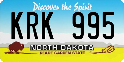 ND license plate KRK995