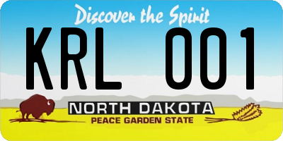 ND license plate KRL001