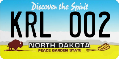 ND license plate KRL002