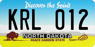 ND license plate KRL012