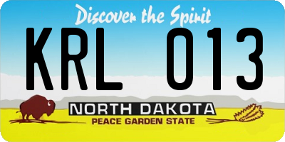 ND license plate KRL013