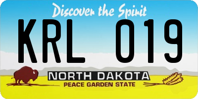 ND license plate KRL019