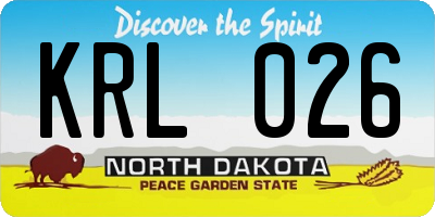 ND license plate KRL026