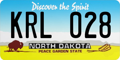 ND license plate KRL028