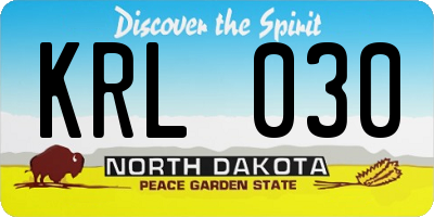 ND license plate KRL030