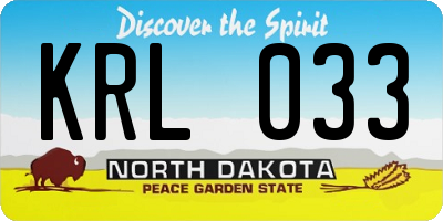 ND license plate KRL033