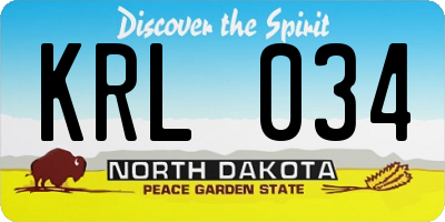 ND license plate KRL034