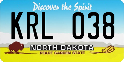ND license plate KRL038