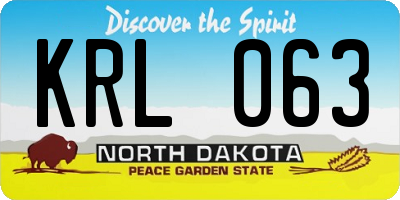 ND license plate KRL063