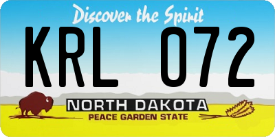 ND license plate KRL072
