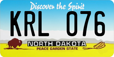 ND license plate KRL076