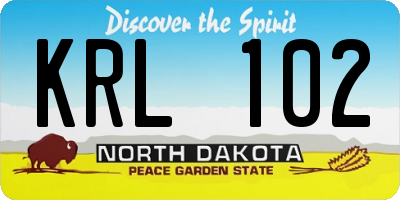 ND license plate KRL102