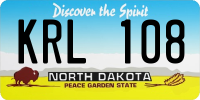 ND license plate KRL108