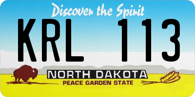 ND license plate KRL113