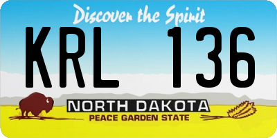 ND license plate KRL136