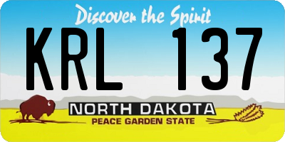 ND license plate KRL137