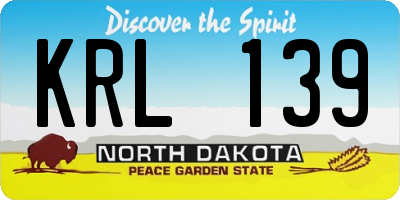 ND license plate KRL139