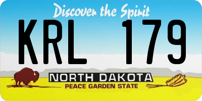ND license plate KRL179