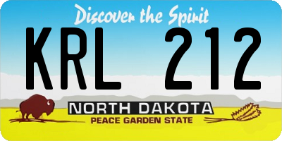 ND license plate KRL212
