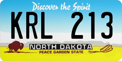 ND license plate KRL213