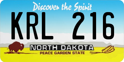 ND license plate KRL216