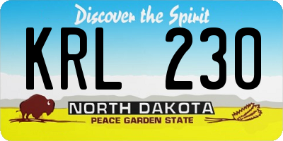 ND license plate KRL230