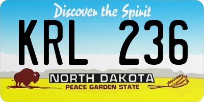 ND license plate KRL236