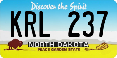 ND license plate KRL237