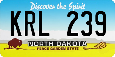 ND license plate KRL239