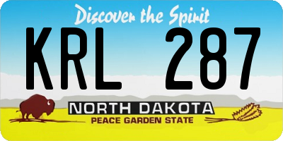 ND license plate KRL287