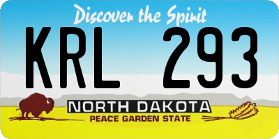 ND license plate KRL293